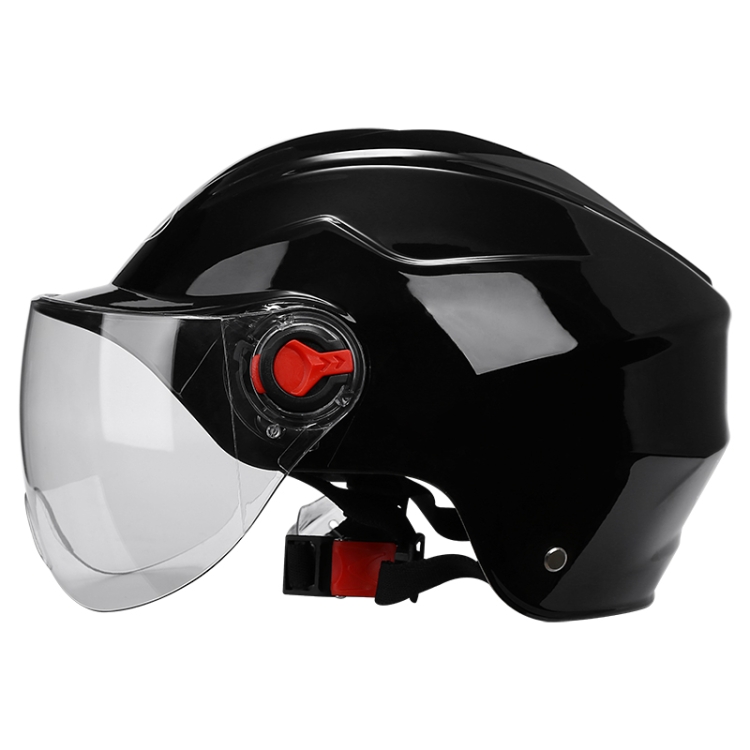 

BYB 207 Men And Women Electric Motorcycle Adult Helmet Universal Hard Hat, Specification: Transparent Short Lens(Bright Black)
