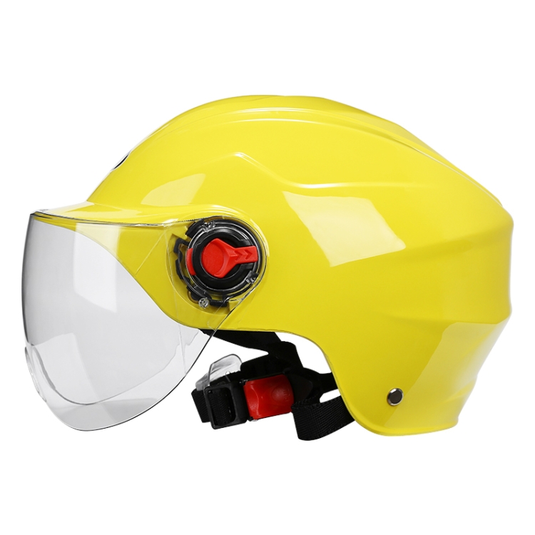 

BYB 207 Men And Women Electric Motorcycle Adult Helmet Universal Hard Hat, Specification: Transparent Short Lens(Yellow)