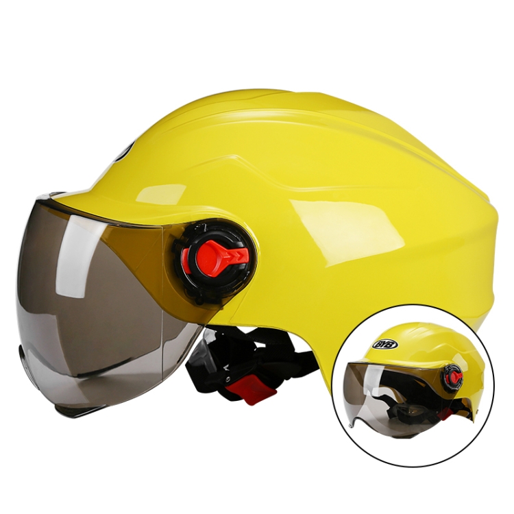

BYB 207 Men And Women Electric Motorcycle Adult Helmet Universal Hard Hat, Specification: Tea Color Short Lens(Yellow)
