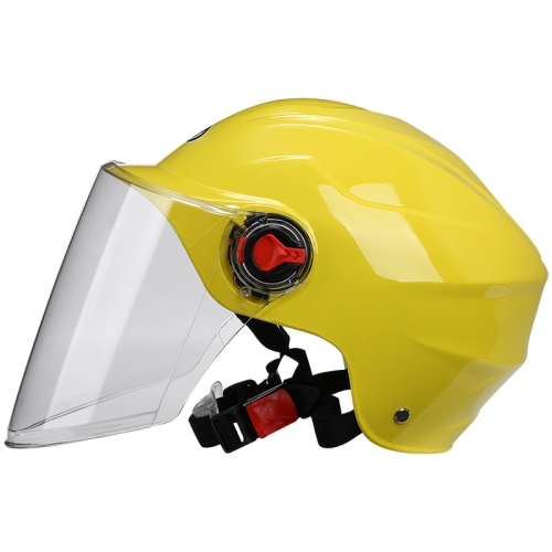 

BYB 207 Men And Women Electric Motorcycle Adult Helmet Universal Hard Hat, Specification: Transparent Long Lens(Yellow)