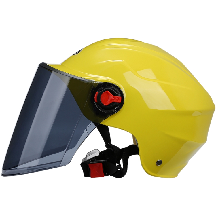 

BYB 207 Men And Women Electric Motorcycle Adult Helmet Universal Hard Hat, Specification: Tea Color Long Lens(Yellow)