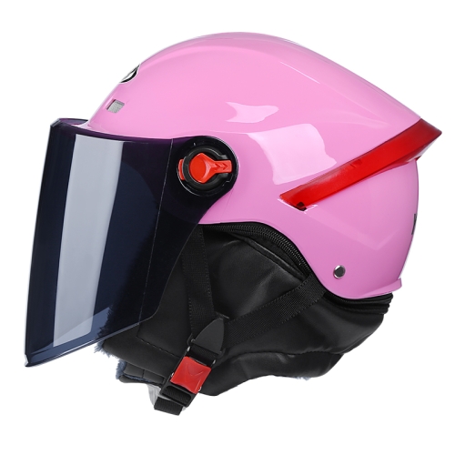 

BYB W-266 Four Seasons Men And Women Universal Helmet Electric Motorcycle Anti-Fog Keep Warm Protective Cap, Specification: Tea Color Lens(Pink)
