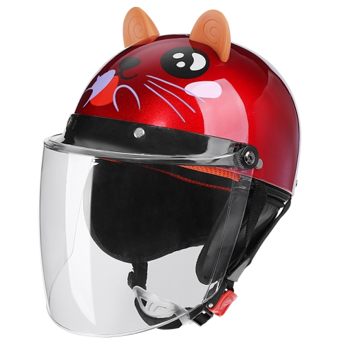 

BYB 820 Children Four Seasons Universal Cartoon Electric Motorcycle Helmet, Specification: Transparent Long Lens(Four Seasons Red Mice)