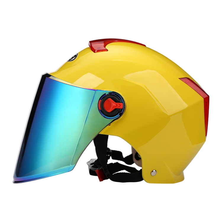 

BYB X-335 Sunscreen Riding Electric Motorcycle Helmet, Specification: Colorful Long Lens(Yellow)