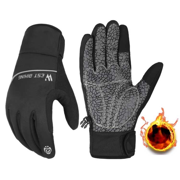 

WEST BIKING YP0211220 Winter Warm Fleece Ski Gloves Silicone Non-Slip Riding Gloves, Size: M(Black)