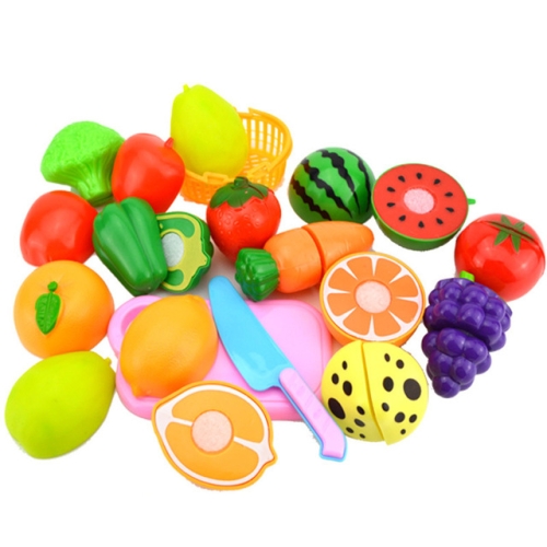 

Pretend Play Plastic Food Toy Cutting Fruit Vegetable for Children, Random Color and Style 15 PCS / Set