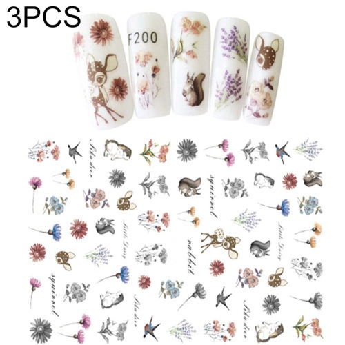 

3 PCS 3D Nail Stickers Blooming Flower 3D Nail Art Stickers Decals(F200)