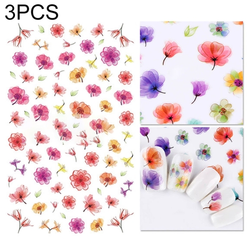 

3 PCS 3D Nail Stickers Blooming Flower 3D Nail Art Stickers Decals(F019)