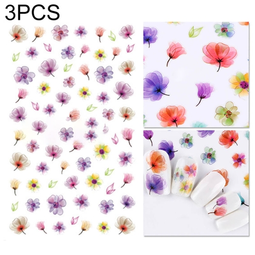 

3 PCS 3D Nail Stickers Blooming Flower 3D Nail Art Stickers Decals(F021)