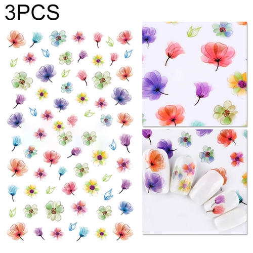 

3 PCS 3D Nail Stickers Blooming Flower 3D Nail Art Stickers Decals(F022)
