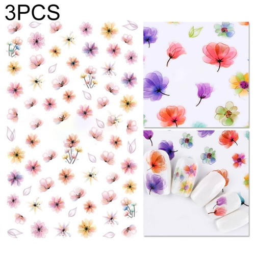 

3 PCS 3D Nail Stickers Blooming Flower 3D Nail Art Stickers Decals(F024)