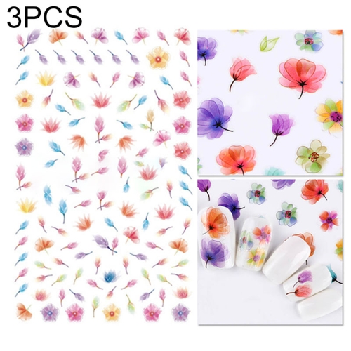 

3 PCS 3D Nail Stickers Blooming Flower 3D Nail Art Stickers Decals(F025)