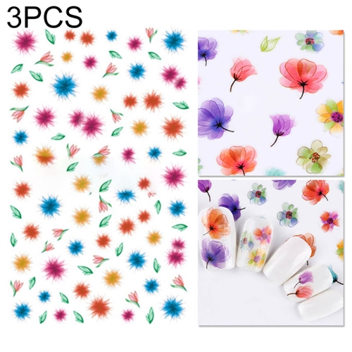 

3 PCS 3D Nail Stickers Blooming Flower 3D Nail Art Stickers Decals(F027)