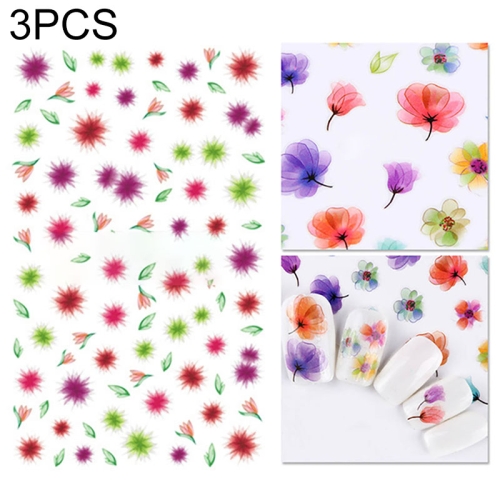 

3 PCS 3D Nail Stickers Blooming Flower 3D Nail Art Stickers Decals(F028)