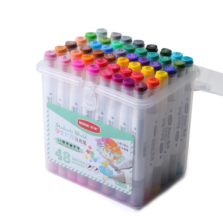 

NORA Children Art Graffiti Double-Headed Marker Pen Set Specification： White Pole 48 Color Water-based Marker