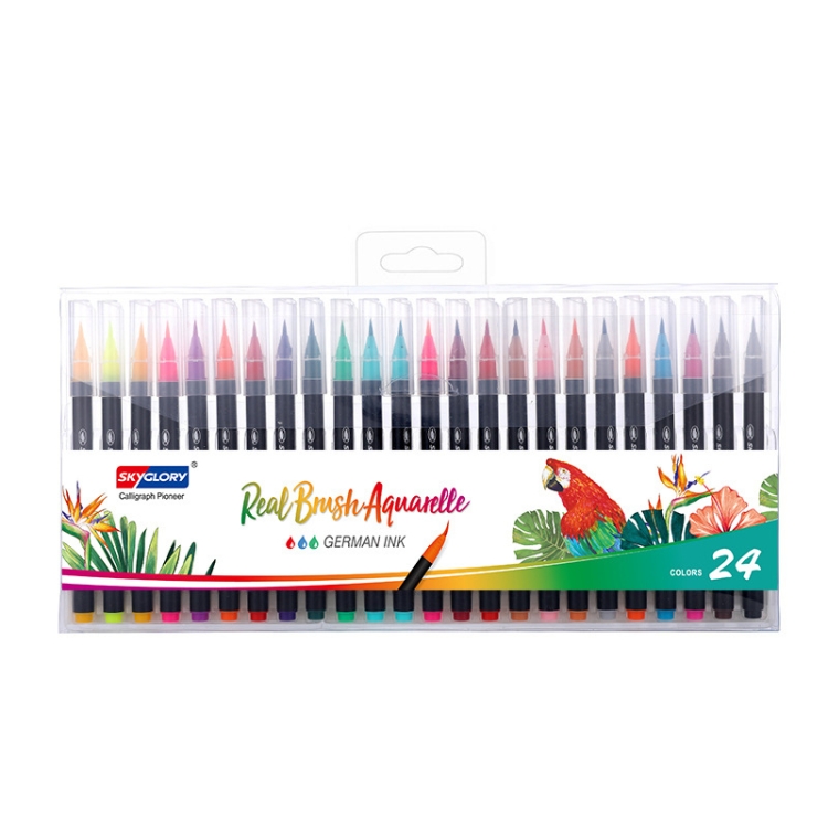 

Skyglory Water-Soluble Brush Hand-Painted Soft-Tip Marker Pen Set Specification： 24 Colors