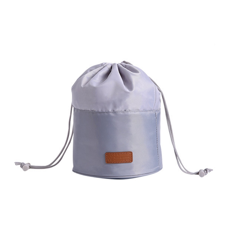

2 PCS Large Capacity Multi-Function Portable Drawstring Travel Home Storage Bag Cylinder Cosmetic Storage Bag(Grey)