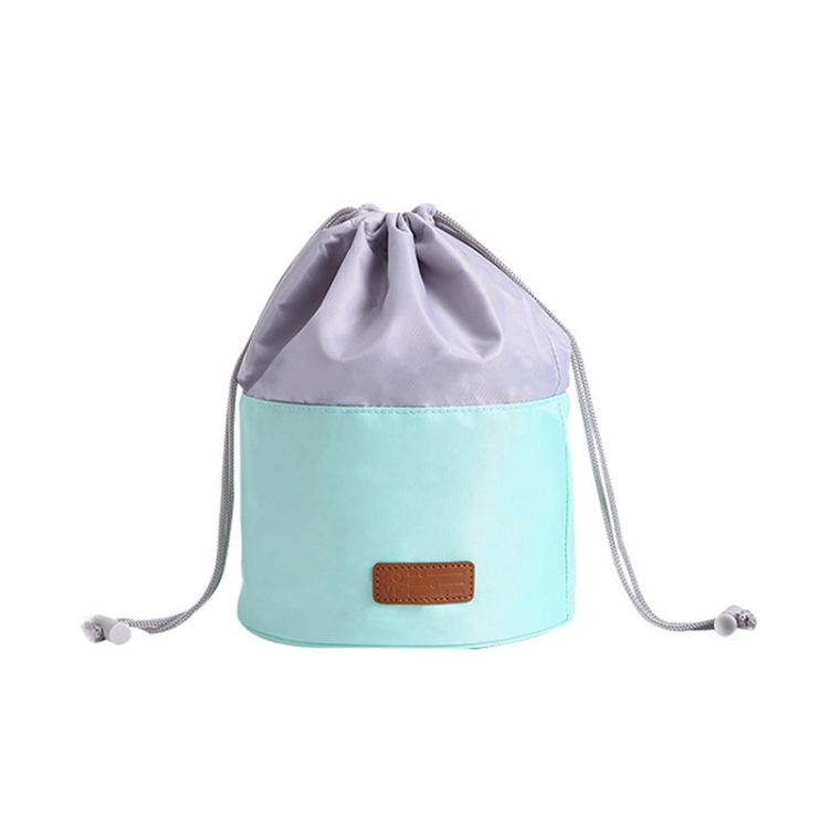 

2 PCS Large Capacity Multi-Function Portable Drawstring Travel Home Storage Bag Cylinder Cosmetic Storage Bag(Mint Green)