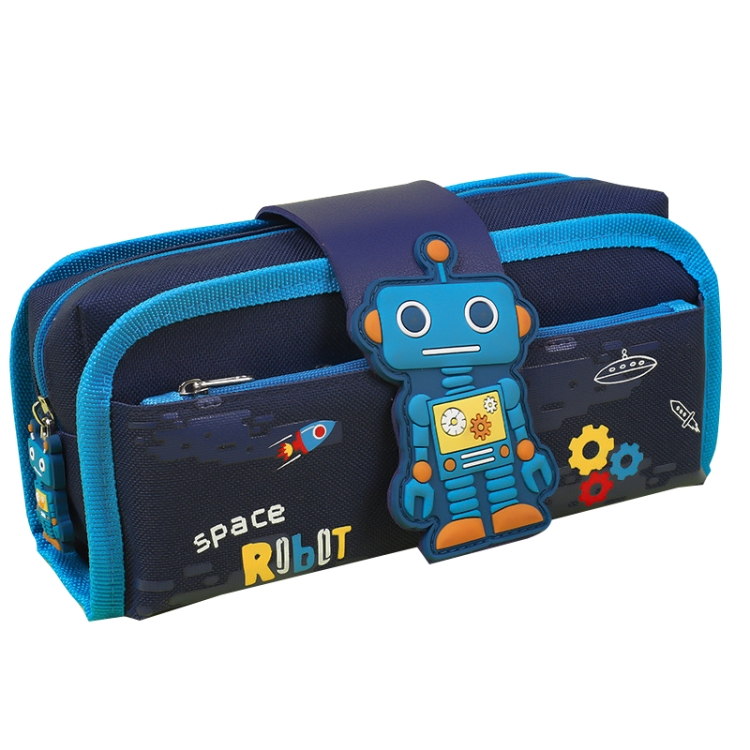 

6594 Cartoon Detachable Pencil Case Large Capacity Canvas Stationery Box(Robot)