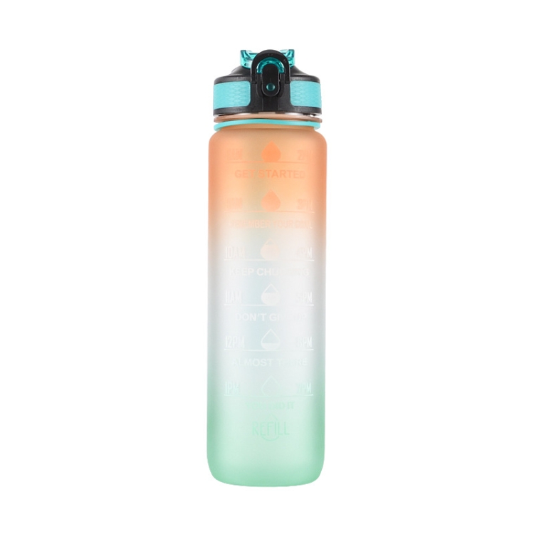 

Frosted Gradient Sports Straw Cup 1L Large Capacity Plastic Outdoor Portable Fitness Kettles(Orange Green)