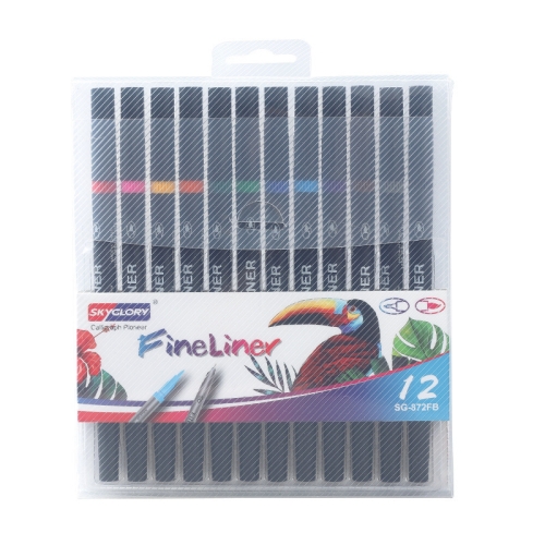 

Skyglory 2 Packs Children Drawing Double-Headed Hook Line Pen Art Soft-Headed Watercolor Pen，Specification 12 Color Black Pole