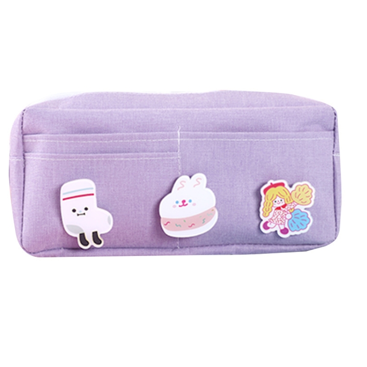 

3 PCS Large-Capacity Cartoon Stationery Box Canvas Simple Hand Account Pen Bag Small Fresh Student Storage Bag(Goddess Purple)