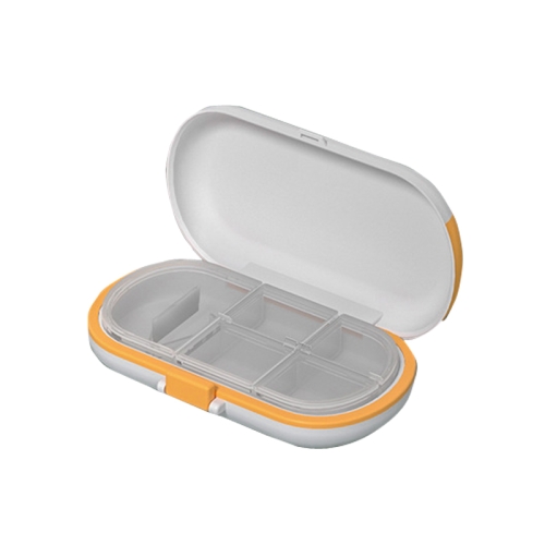 

2 PCS HW073 Portable Pill Box Cut Medicine Large-capacity Storage Box Travel Compartment Sealed Small Medicine Box(White Yellow)