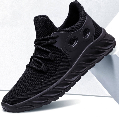 

XKDF Flying Weaving Comfortable Male Sports Shoes Spring Soft Sole Men Running Shoes, Size: 40(Black)