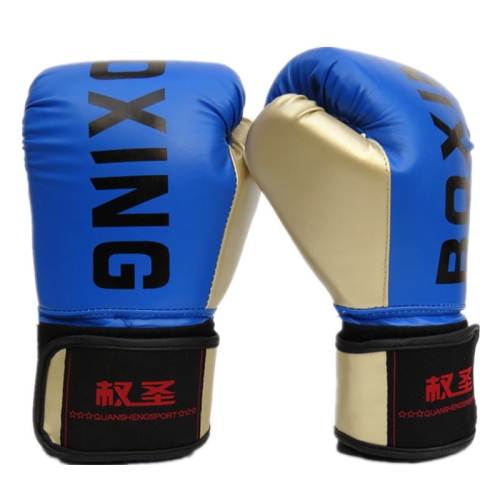 

QUANSHENG QS19 Letter Pattern Boxing Training Gloves Sanda Fight Gloves, Size: Adult Type(Blue)