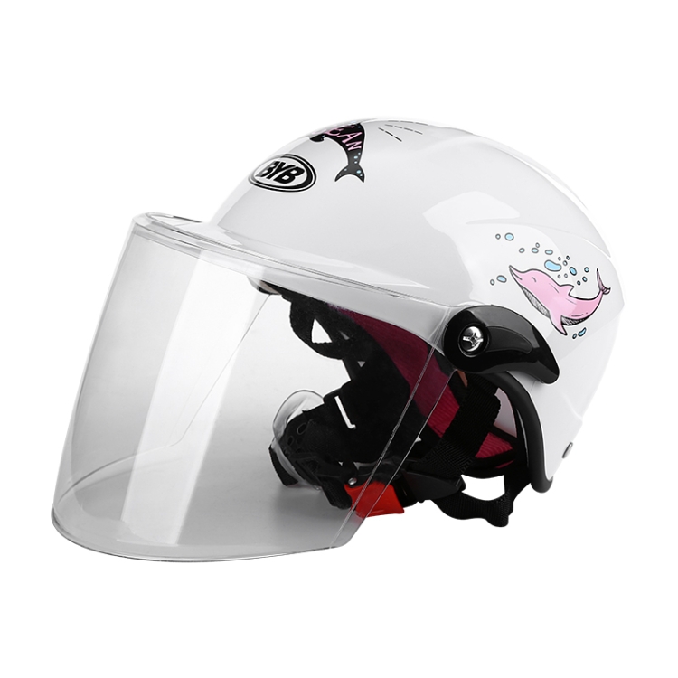 

BYB X-201 Children Cartoon Helmet Electric Car Protective Cap, Specification: Transparent Lens(White Dolphin)
