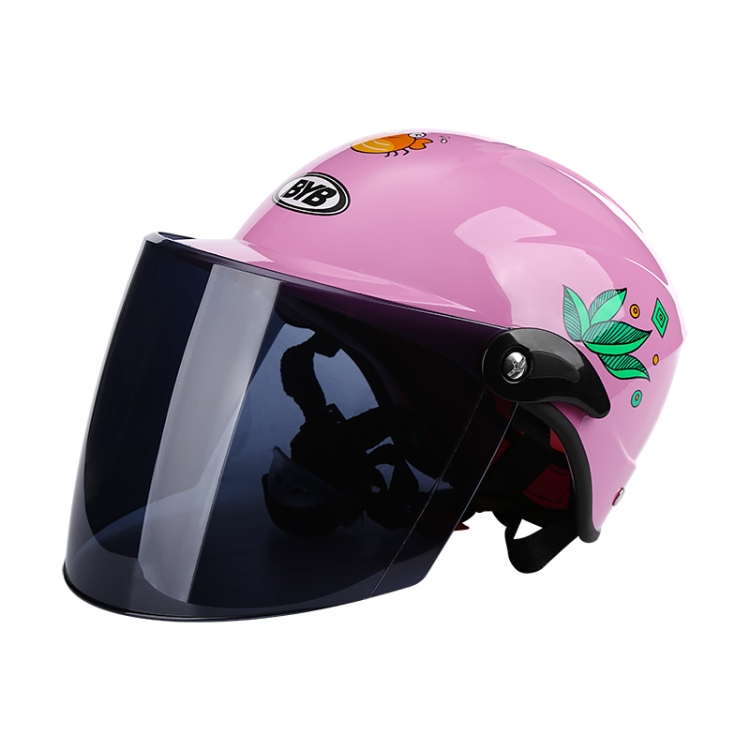 

BYB X-201 Children Cartoon Helmet Electric Car Protective Cap, Specification: Tea Color Lens(Pink Bubble Crab)