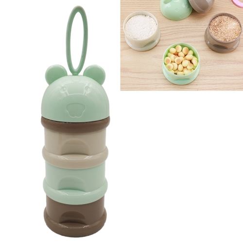

3 PCS 3 layer Frog Style Portable Baby Food Storage Box Essential Cereal Cartoon Milk Powder Boxes Toddle Kids Formula Milk Container(Green)