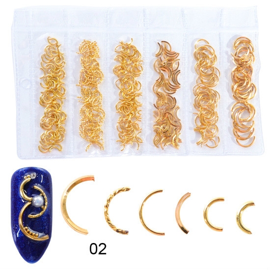 

Mixed 3D DIY Hollow Metal Frame Nail Art Decorations Gold Rivet Manicure Accessories(02)
