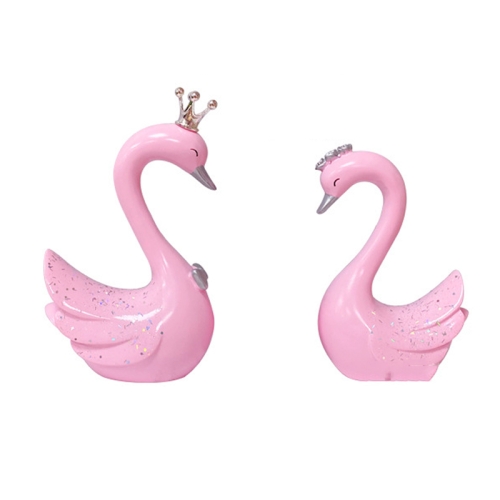 

2 Pairs Swan Resin Car Decoration Birthday Cake Tanabata Valentine Day Decoration, Color Classification: Large Pink