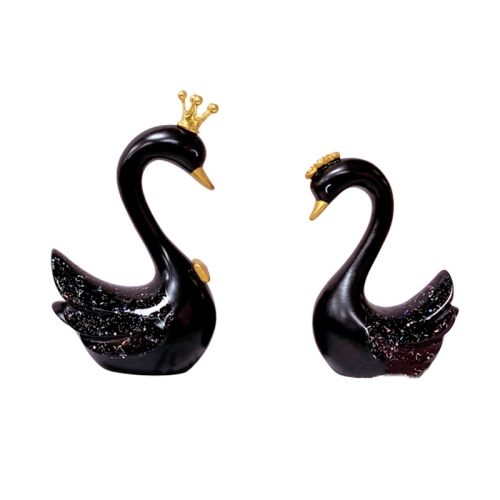 

2 Pairs Swan Resin Car Decoration Birthday Cake Tanabata Valentine Day Decoration, Color Classification: Extra Large Black