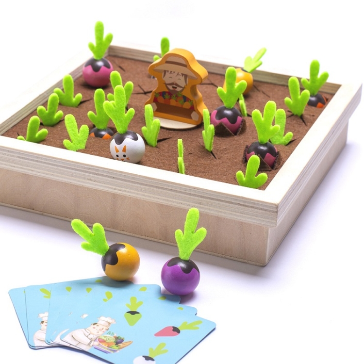 

Farm Pulling Carrot Memory Chess Board Game Children Wooden Enlightenment Early Educational Toys(Hamster King)