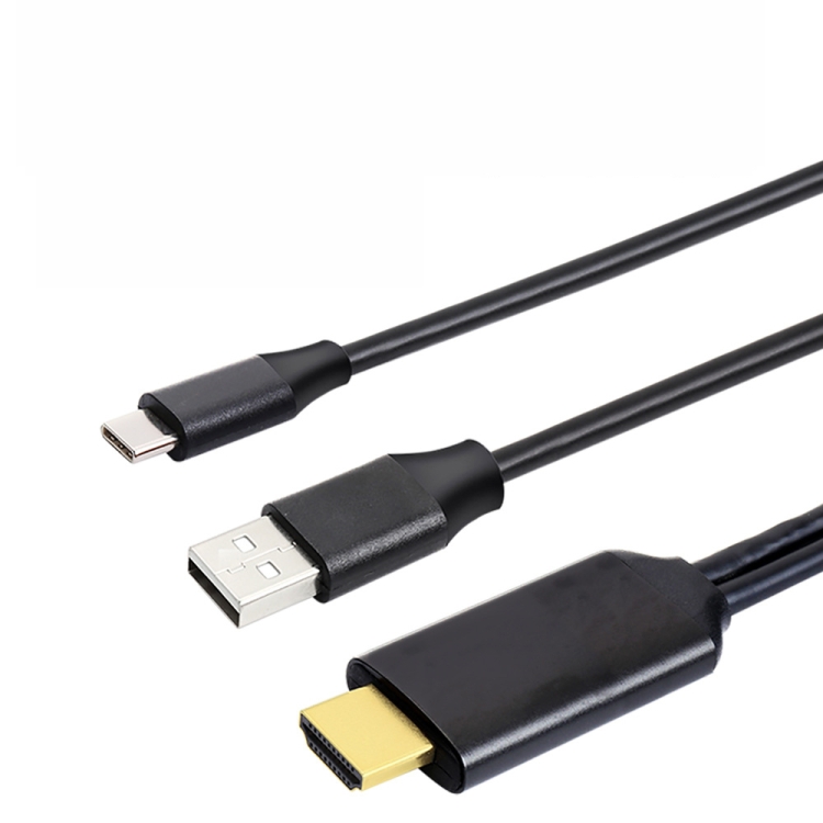 

T2 Type C USB To HDMI-Compatible 4K 60Hz HD Cable TV Screen Connector for Phones, Tablets, Laptops, Projectors(Black)