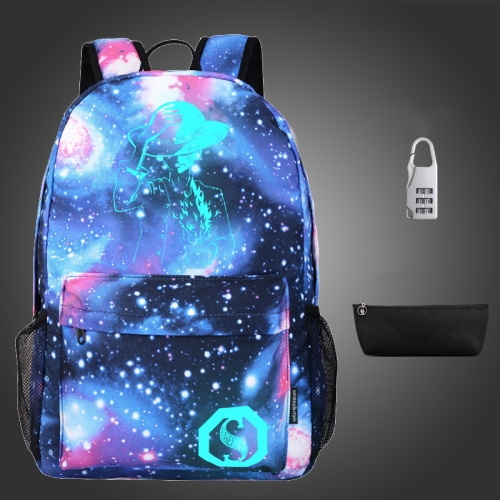 

Starry Sky Luminous Backpack Oxford Cloth Printed Backpack With Pen Case And Anti-Theft Lock, Specification:, Colour:Star Blue Grasp The Fire Pirate