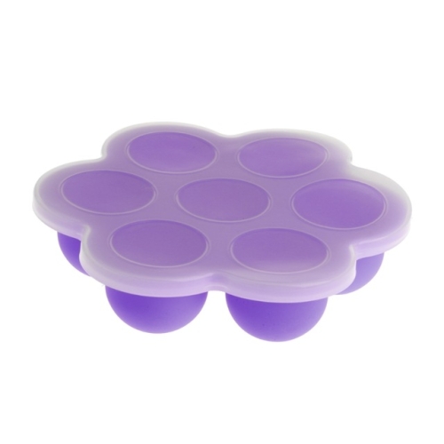 

2 PCS 7 Grid Baby Food Container Infant Fruit Breast Milk Storage Box Freezer Tray Crisper(Purple)