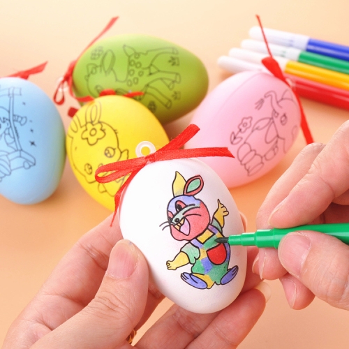 

4 PCS Handmade Cartoon Painted Easter Eggs Children's Educational Toys, Random Pattern and Color