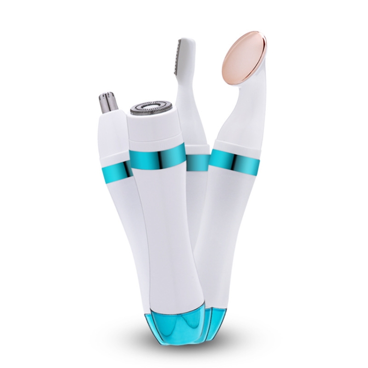 

4 In 1 Electric Shaver Home Eyebrow Knife Massage Import Cleansing Instrument(Blue)