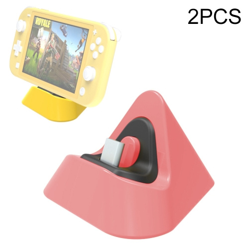 

2 PCS DOBE TNS-19062 Host Charging Bottom Portable Triangle Game Console Charger For Switch / Lite(Coral Red)