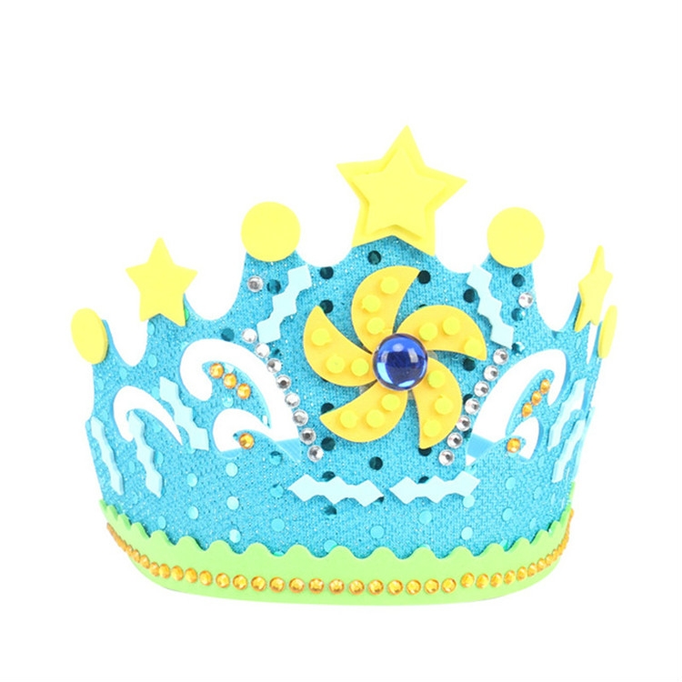 

EVA Handmade Headband Birthday Hat Children DIY Craft Toys Party Decorations Gift(Light Blue)