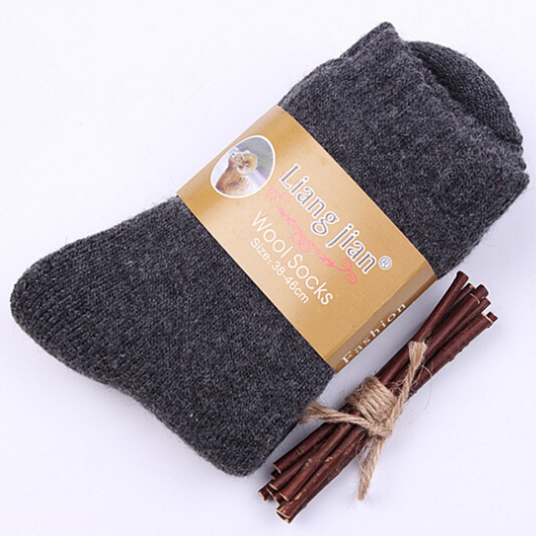 

Men Women Thicken Thermal Wool Cashmere Winter Middle Tube Warm Socks(Deep Grey for Men)