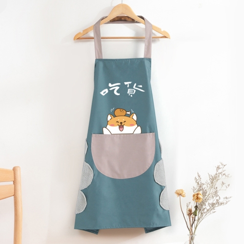 

2 PCS Home Kitchen Waterproof And Oil-Proof Apron Cute Cooking Work Apron, Colour: Foodie Water Blue (Hand Wipe)