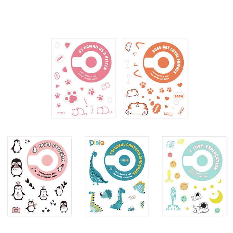 

5 PCS 5 in 1 DIY Cute Cartoon Camera Stickers Set for Fujifilm Instax mini 11(Space Animals Series )