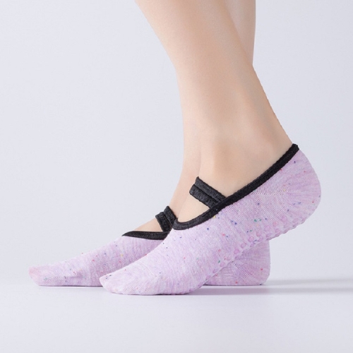 

Cotton Backless Ballet Yoga Socks with Straps, Size:One Size(Light Purple)