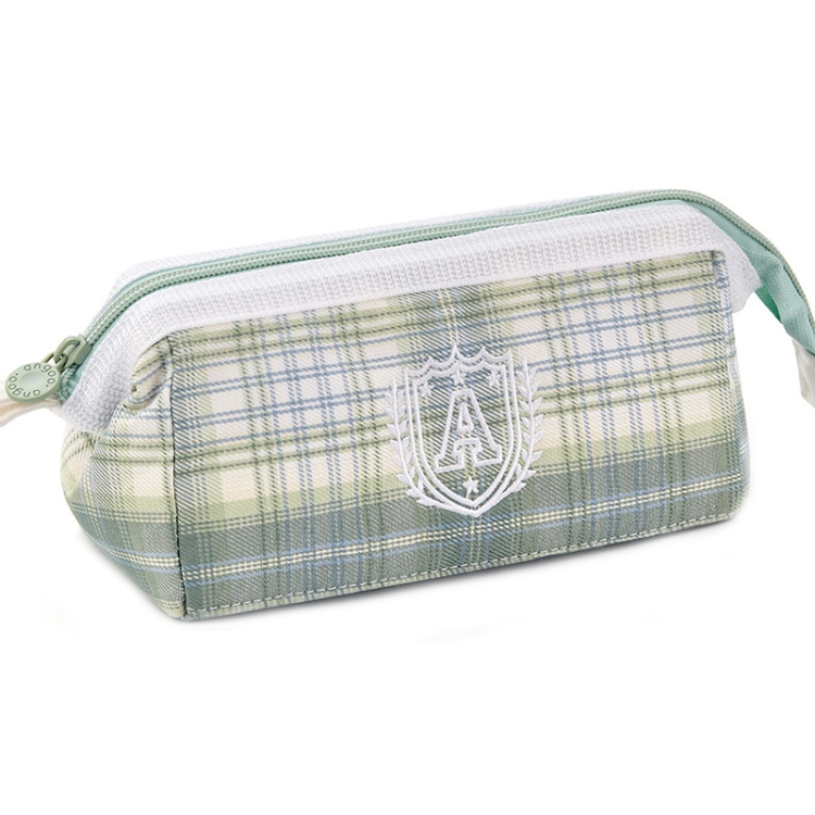 

ANGOO Lattice Embroidery Large-Capacity Pencil Case Student Multifunctional Stationery Box(Light Green)