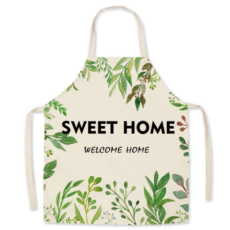 

2 PCS Green Leaf Kitchen Apron Linen Cooking Gown Work Clothes, Specification: 65x75 cm(Sweet)