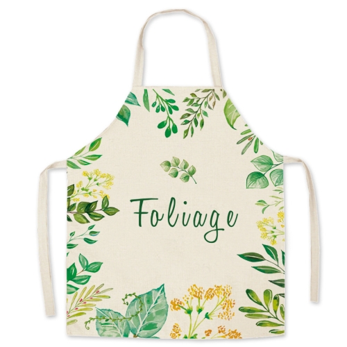 

2 PCS Green Leaf Kitchen Apron Linen Cooking Gown Work Clothes, Specification: 65x75 cm(Faliage)